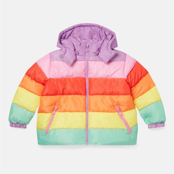Stella McCartney Kids Other - Stella McCartney Kids Colorful Rainbow Striped Puffer Jacket size 6